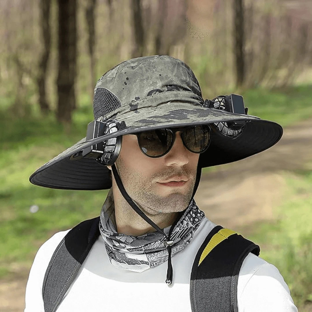 Zelva - Sombrero de sol con doble ventilador
