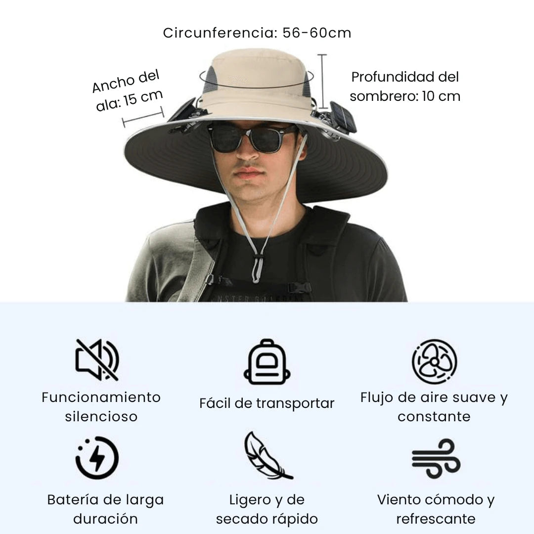 Zelva - Sombrero de sol con doble ventilador