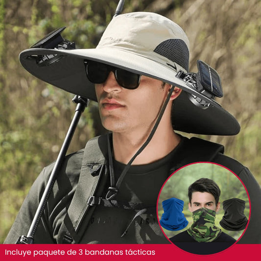 Zelva - Sombrero de sol con doble ventilador